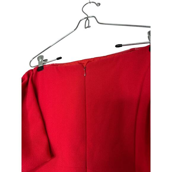 Shoshana Size 8 Red Puff Off the Shoulder Janessa Midi Dress Vacation Birthday - Picture 7 of 16